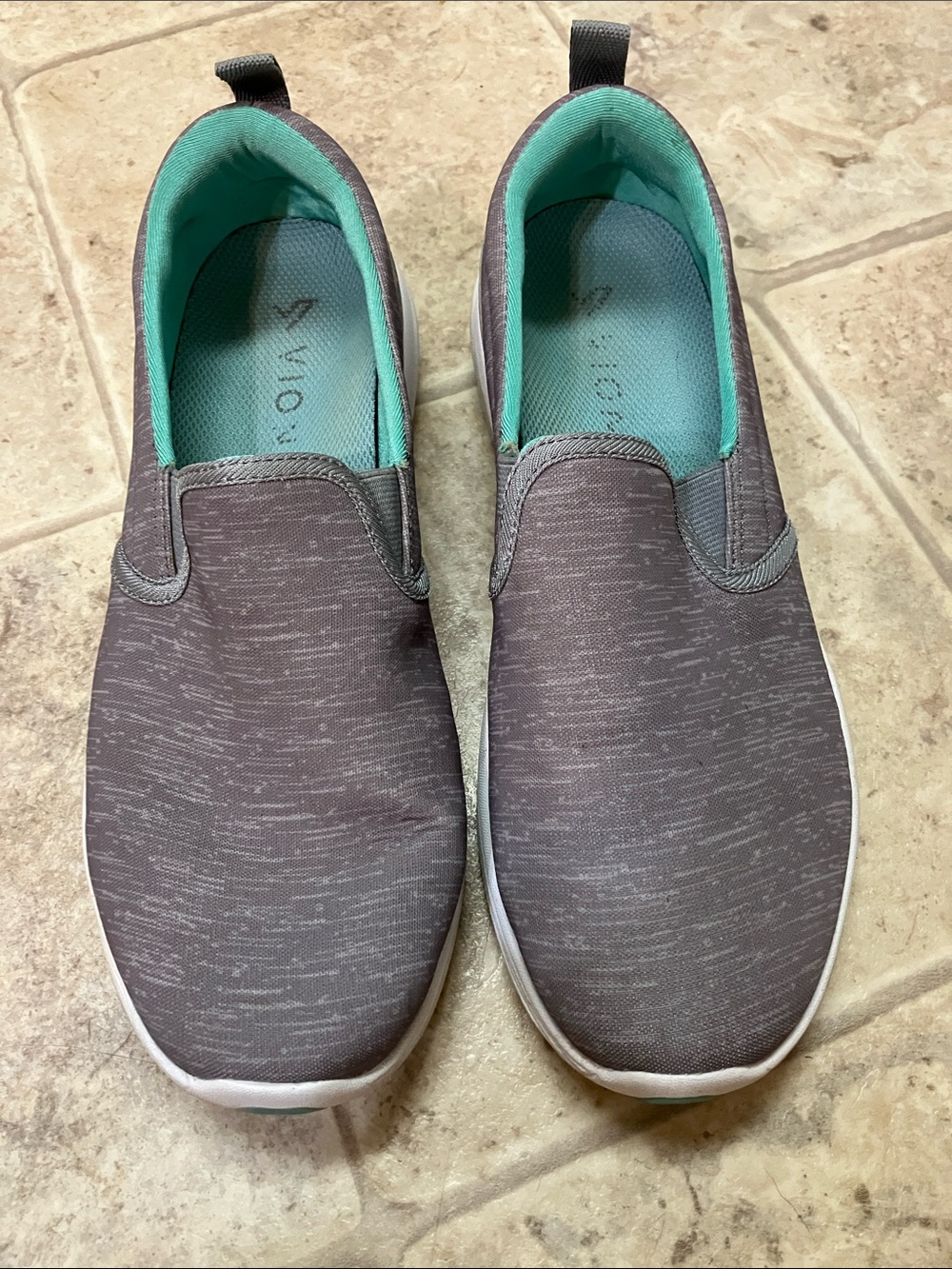 Vionic Women’s Slip-On Sneakers in Gray with Teal Lining